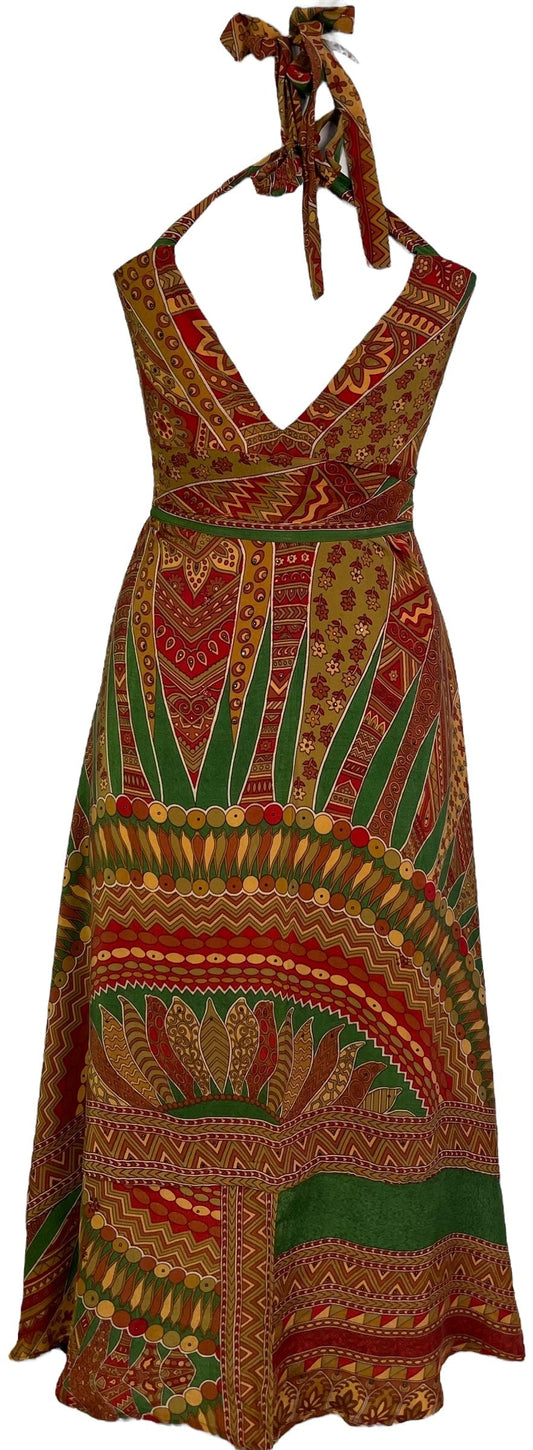 PRC7232 Avatar Pure Silk Maxi Dress with Belt - Velora Luxury Fashion