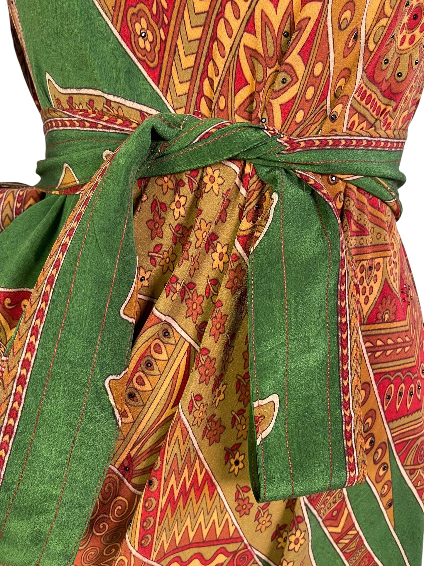 PRC7232 Avatar Pure Silk Maxi Dress with Belt - Velora Luxury Fashion
