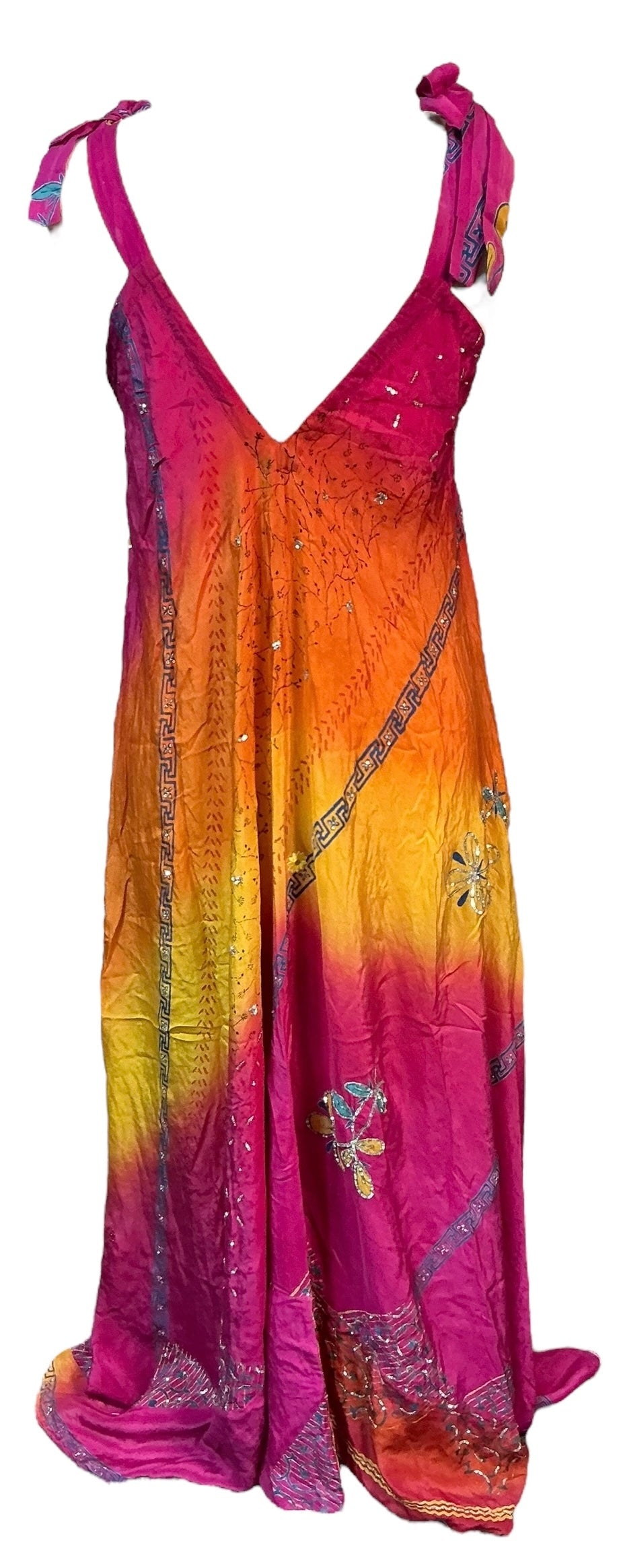 PRC7236 Avatar Pure Silk Maxi Dress with Belt - Velora Luxury Fashion