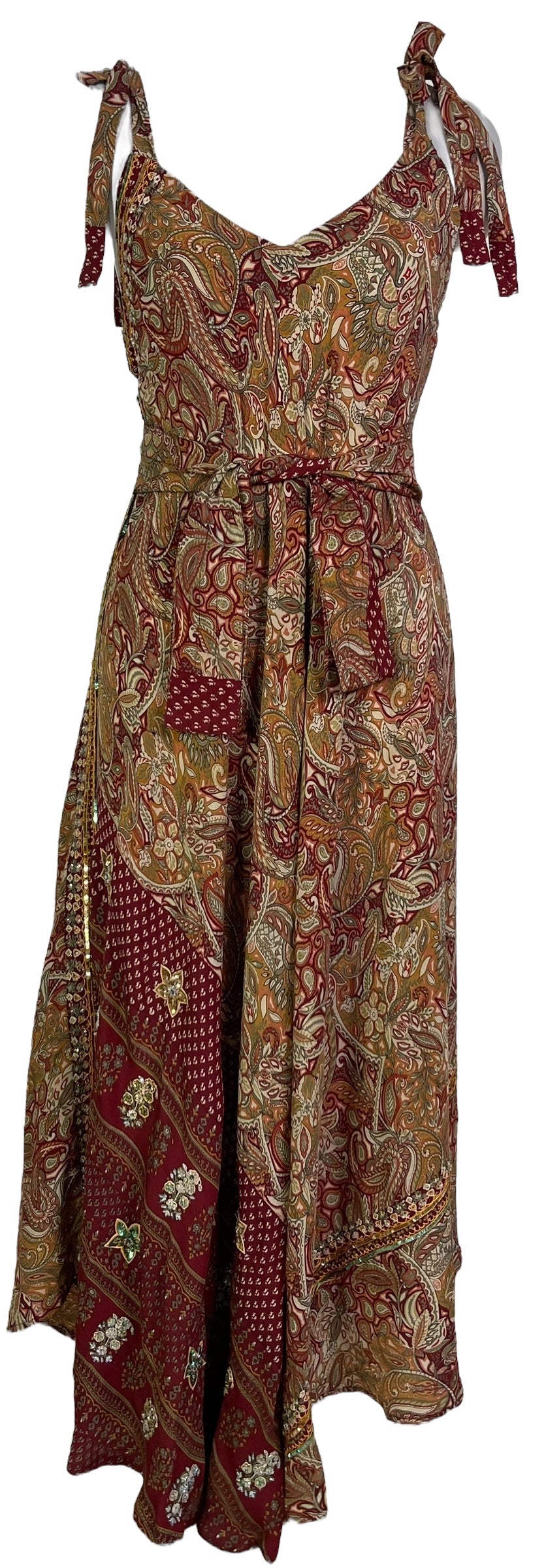 PRC7245 Avatar Pure Silk Maxi Dress with Belt - Velora Luxury Fashion
