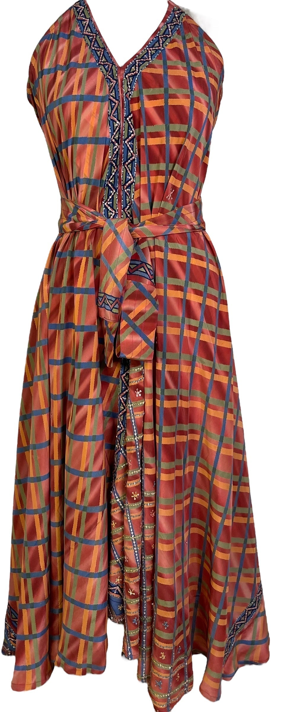 PRC7249 Avatar Pure Silk Maxi Dress with Belt - Velora Luxury Fashion