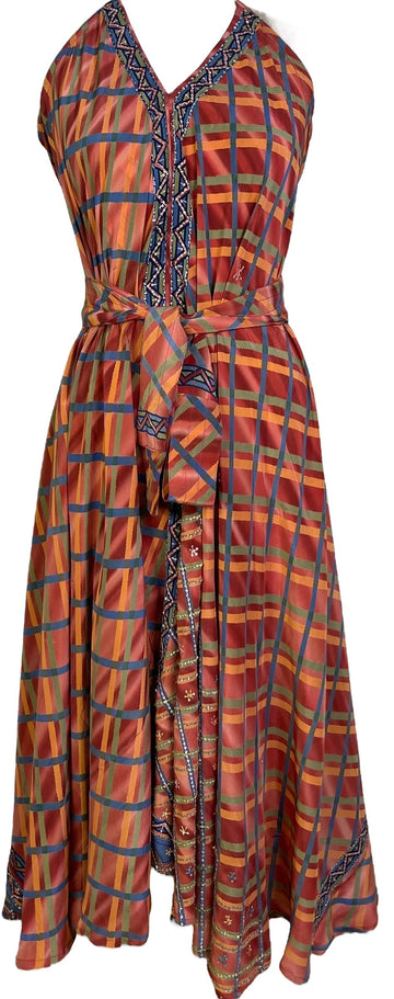 PRC7249 Avatar Pure Silk Maxi Dress with Belt - Velora Luxury Fashion
