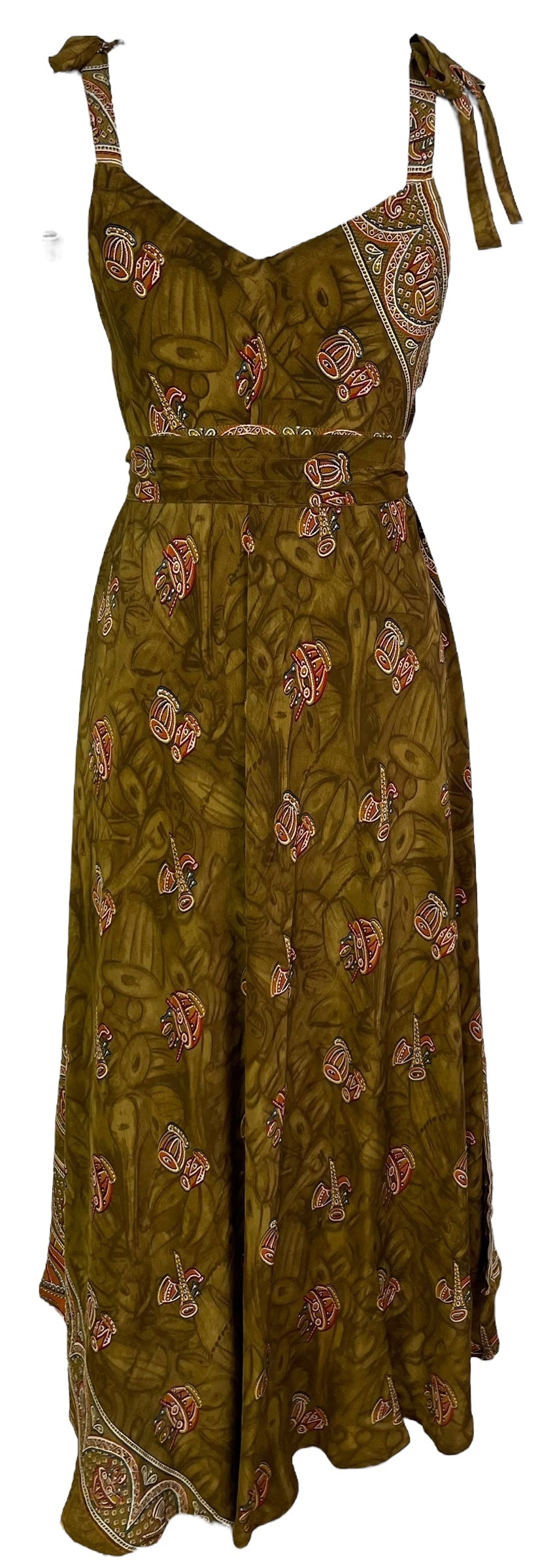 PRC7252 Avatar Pure Silk Maxi Dress with Belt - Velora Luxury Fashion