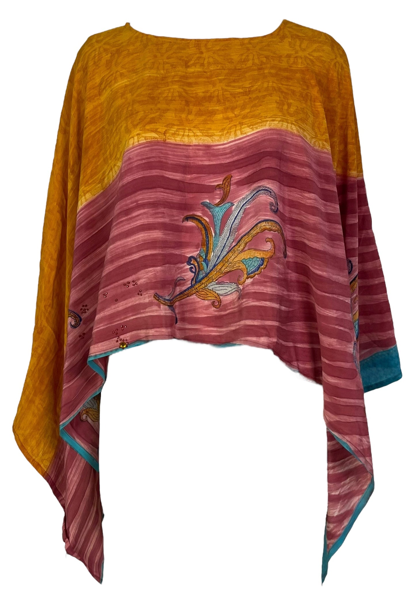 PRC7320 Avatar Pure Silk Capelet Poncho - Velora Luxury Fashion