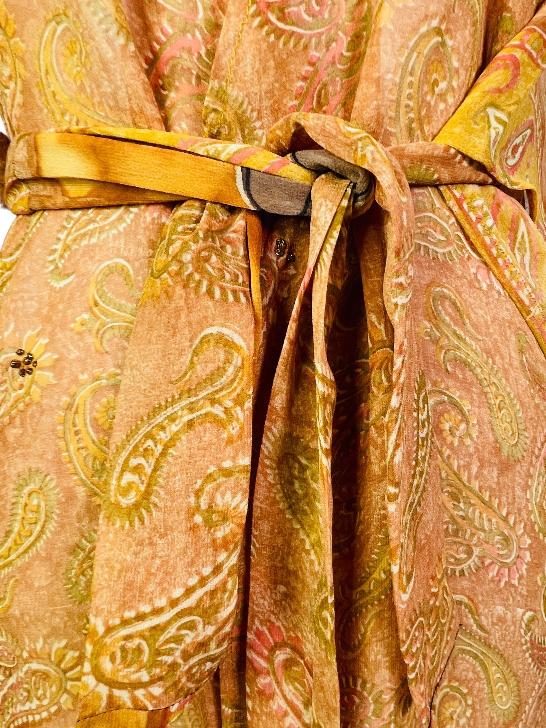 PRC7488 Avatar Pure Silk Kimono-Sleeved Jacket with Belt - Velora Luxury Fashion