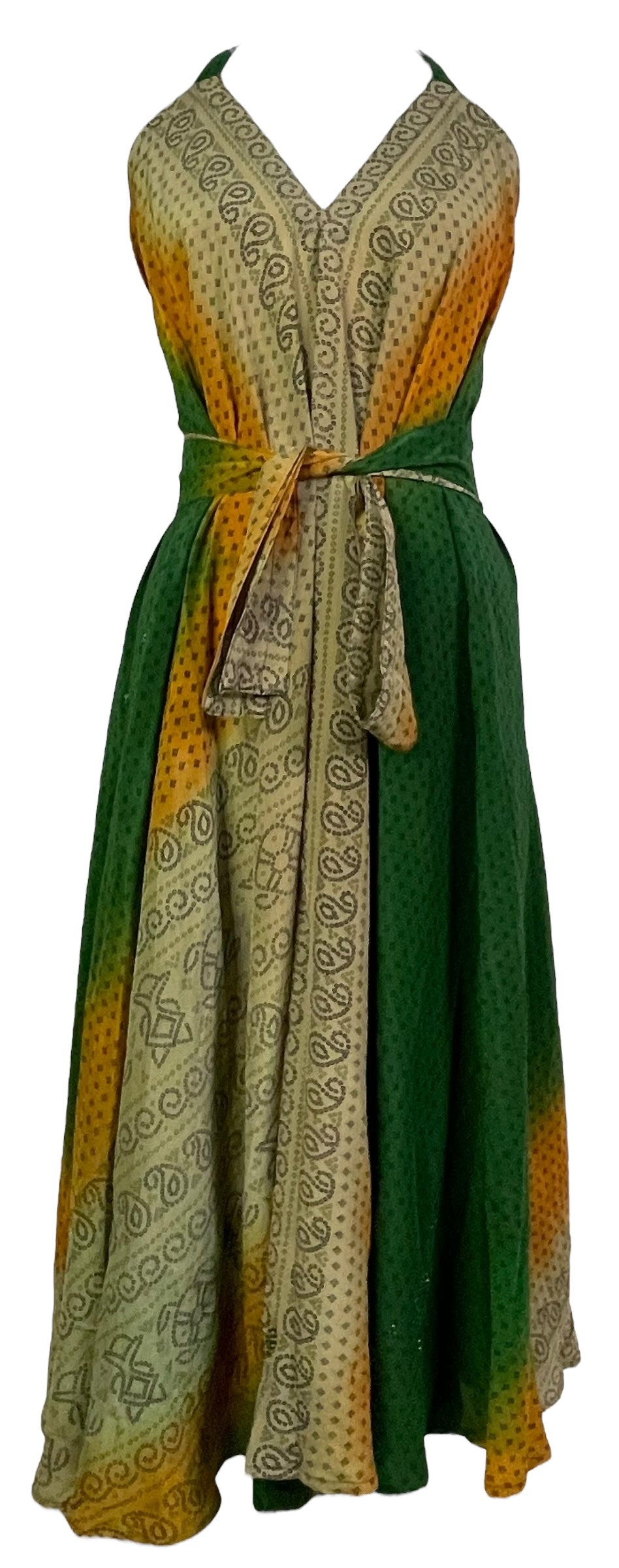 PRC7667 Avatar Pure Silk Maxi Dress with Belt - Velora Luxury Fashion