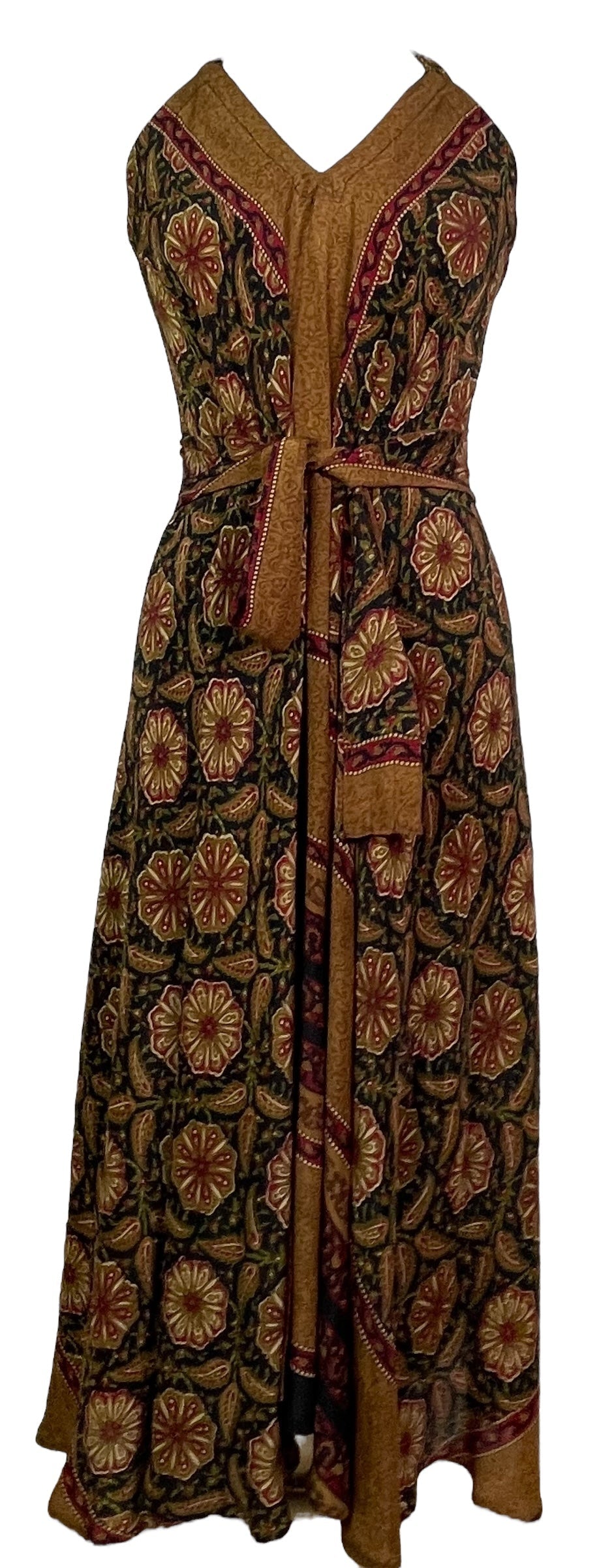 PRC7668 Avatar Pure Silk Maxi Dress with Belt - Velora Luxury Fashion