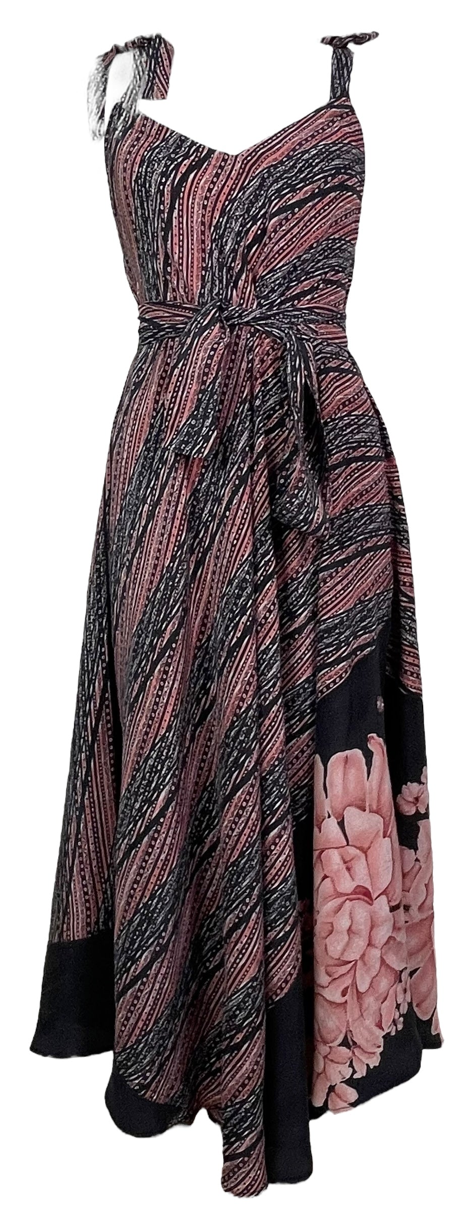 PRC7681 Avatar Pure Silk Maxi Dress with Belt - Velora Luxury Fashion