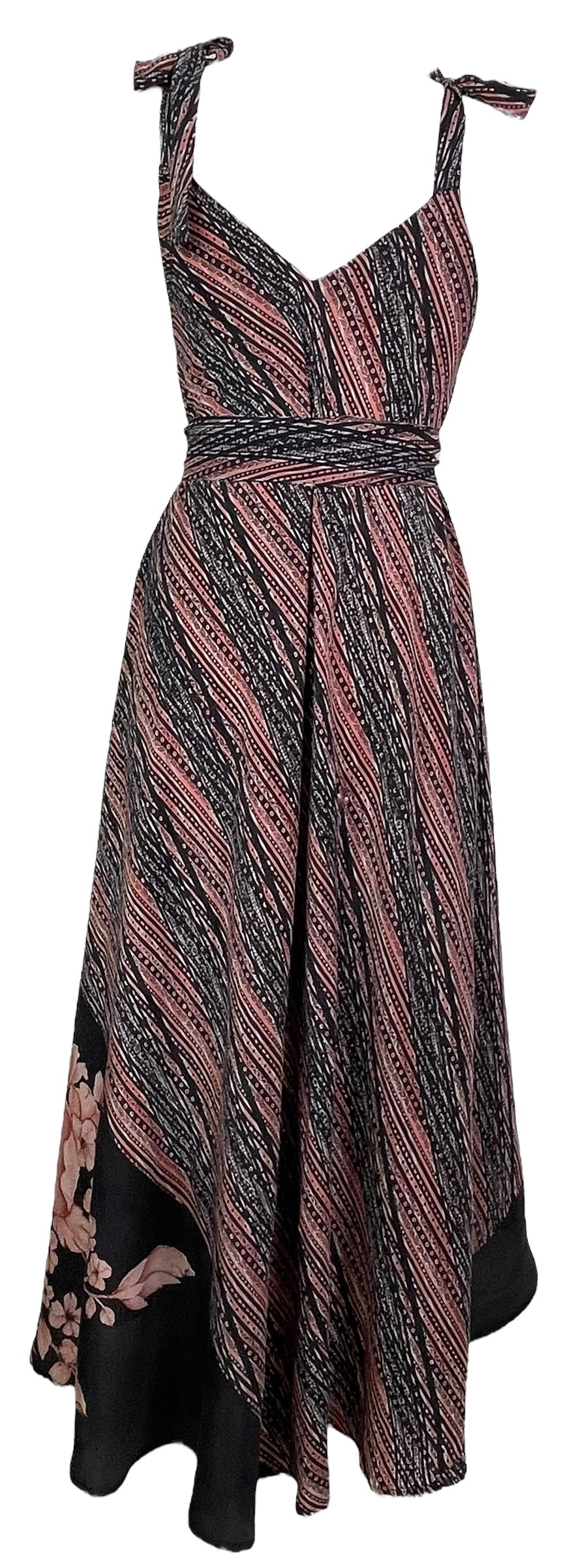 PRC7681 Avatar Pure Silk Maxi Dress with Belt - Velora Luxury Fashion