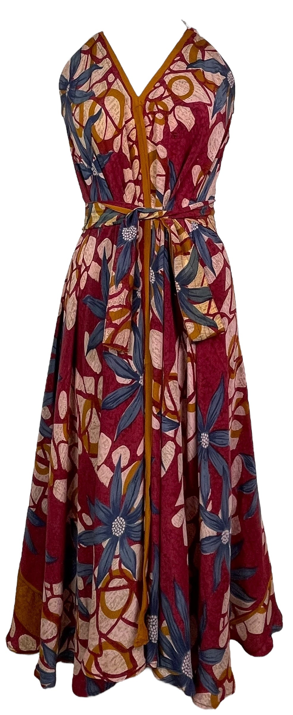 PRC7690 Avatar Pure Silk Maxi Dress with Belt - Velora Luxury Fashion