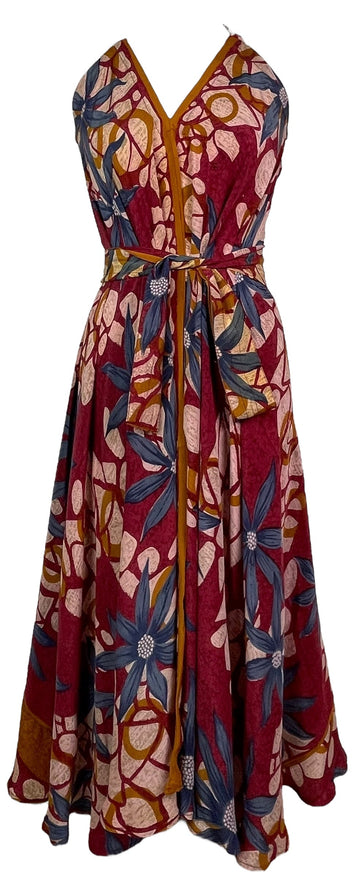 PRC7690 Avatar Pure Silk Maxi Dress with Belt - Velora Luxury Fashion