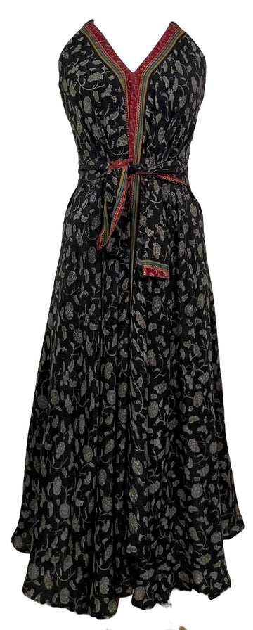 PRC7693 Avatar Pure Silk Maxi Dress with Belt - Velora Luxury Fashion