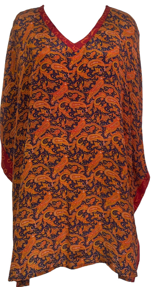 PRC7695 Avatar Pure Silk Short Kaftan Tunic with Slits - Velora Luxury Fashion