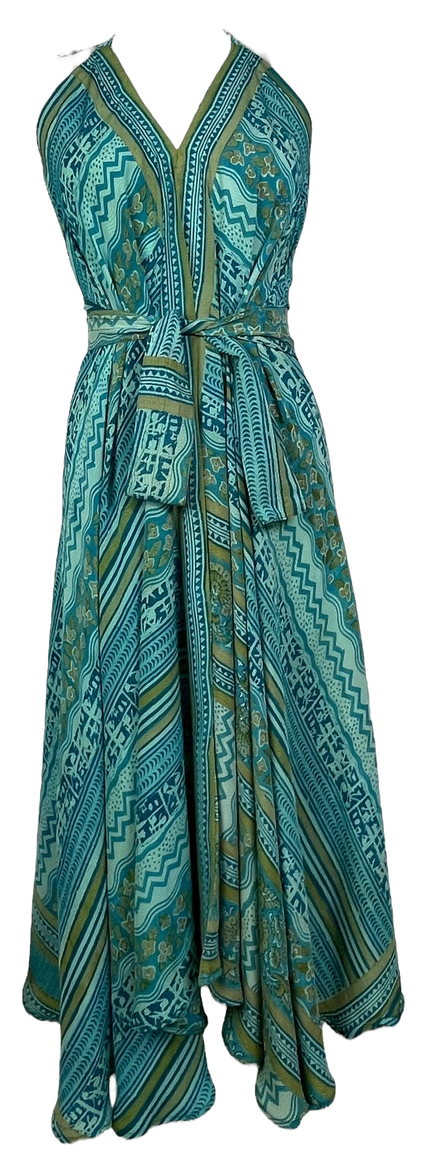PRC7754 Avatar Pure Silk Maxi Dress with Belt - Velora Luxury Fashion
