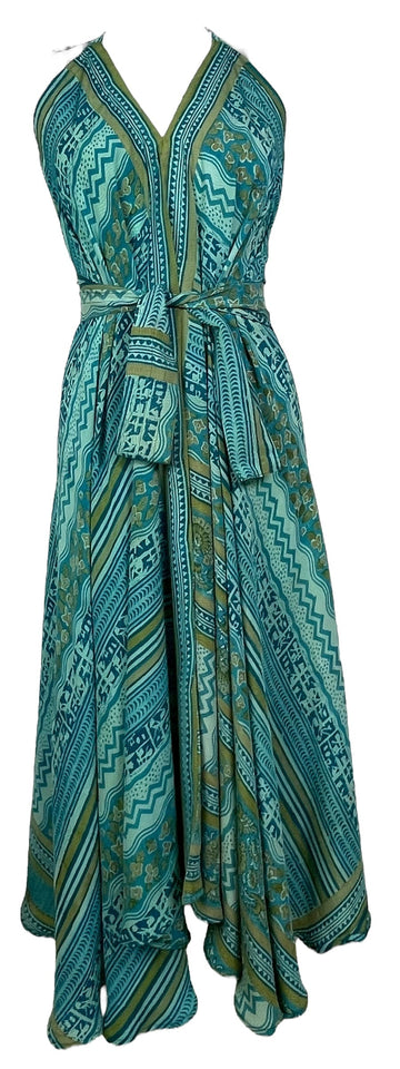 PRC7754 Avatar Pure Silk Maxi Dress with Belt - Velora Luxury Fashion