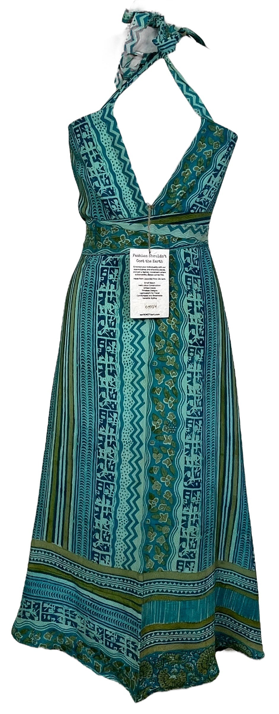 PRC7754 Avatar Pure Silk Maxi Dress with Belt - Velora Luxury Fashion