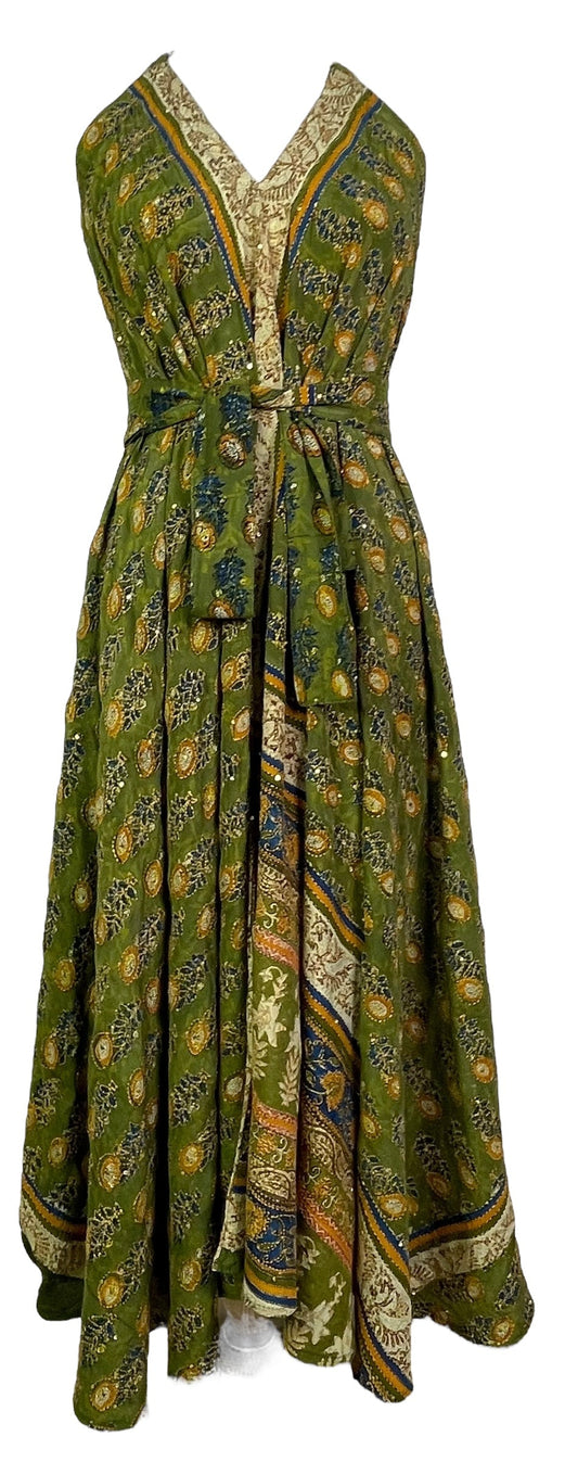 PRC7759 Avatar Pure Silk Maxi Dress with Belt - Velora Luxury Fashion