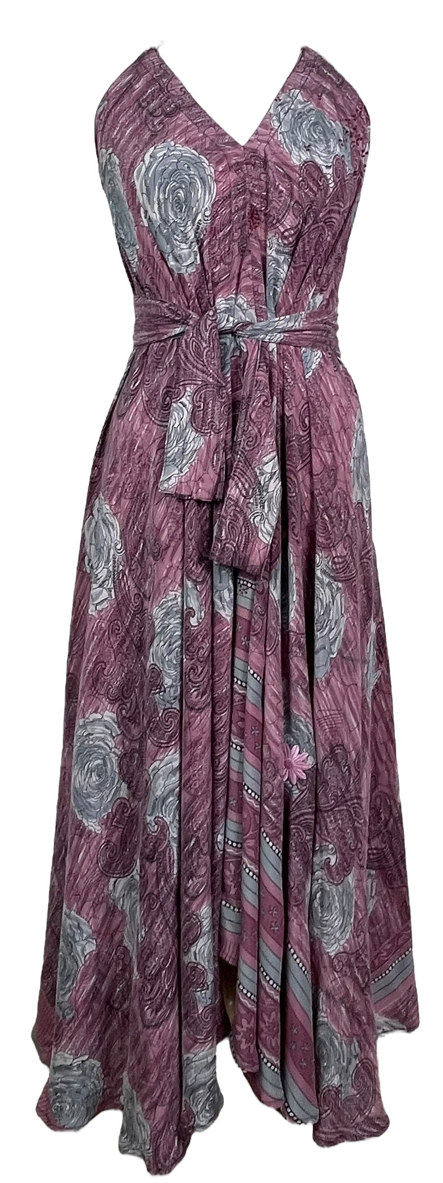 PRC7760 Avatar Pure Silk Maxi Dress with Belt - Velora Luxury Fashion