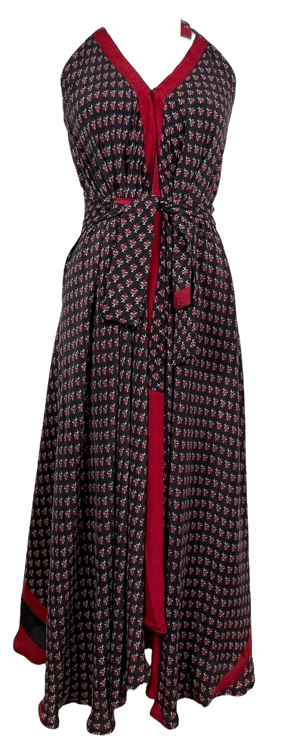 PRC7842 Avatar Pure Silk Maxi Dress with Belt - Velora Luxury Fashion