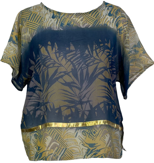 PRG5512 Sheer Avatar Pure Silk Boxy Top - Velora