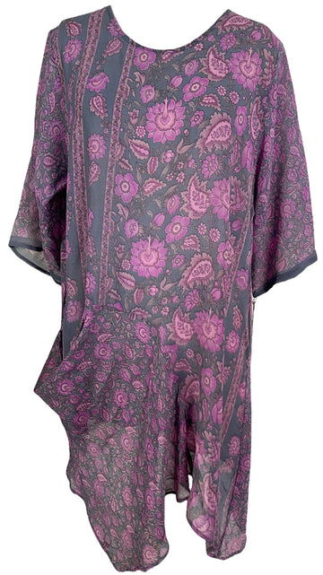 PRG6037 Sheer Avatar Pure Silk Self Pocket Tunic Dress - Velora Luxury Fashion