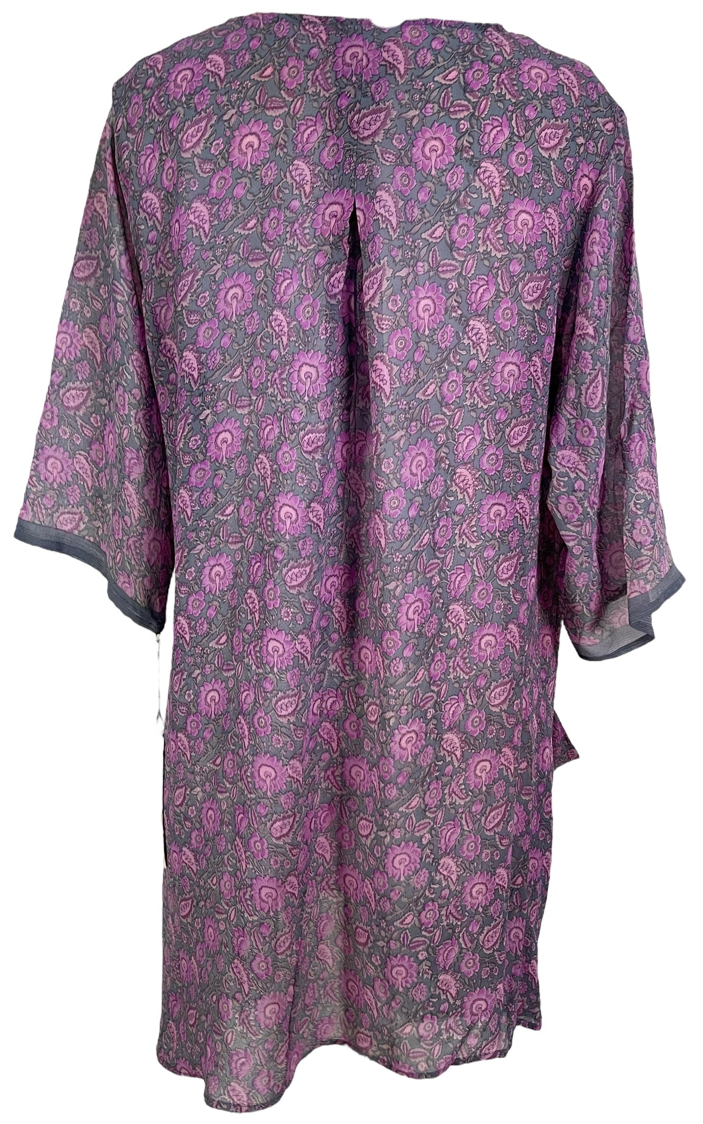 PRG6037 Sheer Avatar Pure Silk Self Pocket Tunic Dress - Velora