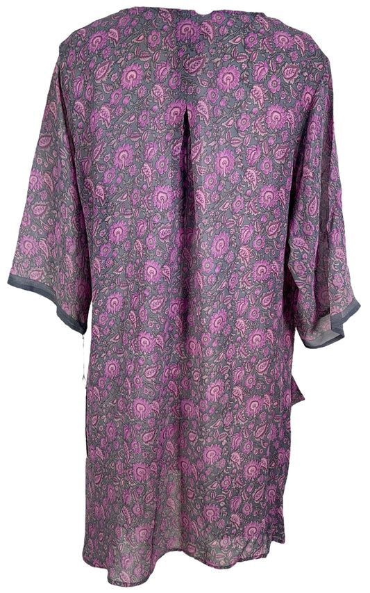 PRG6037 Sheer Avatar Pure Silk Self Pocket Tunic Dress - Velora