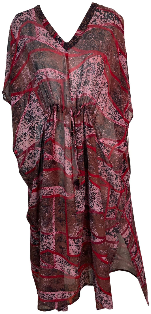 PRG6357 Sheer Avatar Pure Silk Maxi Kaftan - Velora Luxury Fashion
