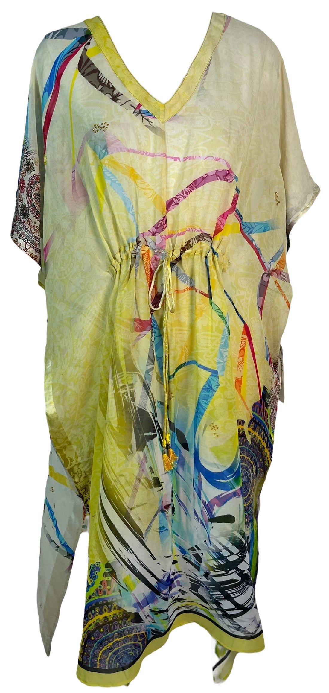 PRG6362 Sheer Avatar Pure Silk Maxi Kaftan - Velora Luxury Fashion