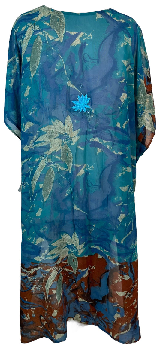 PRG6365 Sheer Avatar Pure Silk Maxi Kaftan - Velora Luxury Fashion
