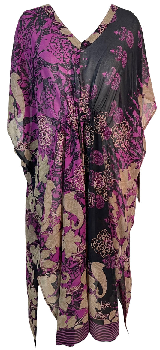 PRG6374 Sheer Avatar Pure Silk Maxi Kaftan - Velora Luxury Fashion