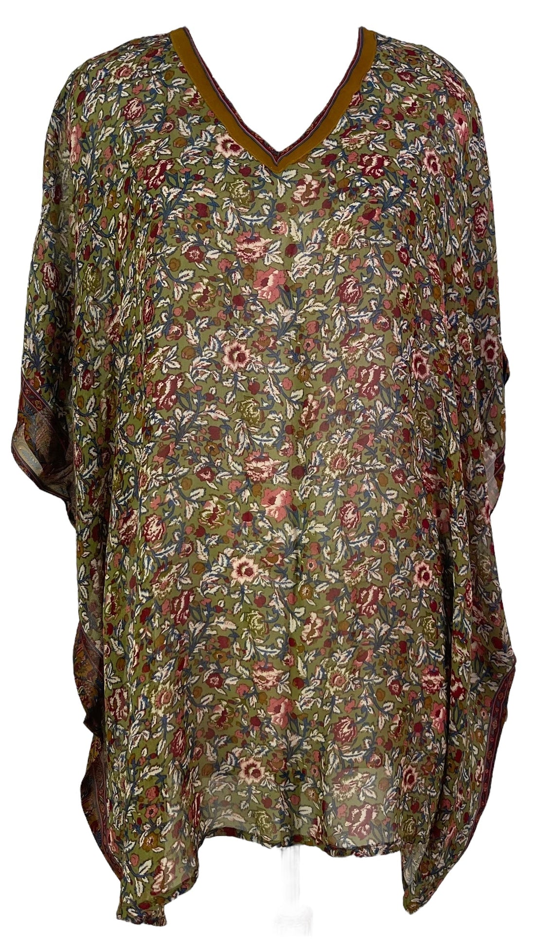 PRG6612 Sheer Avatar Pure Silk Short Kaftan Tunic without Slits - Velora Luxury Fashion