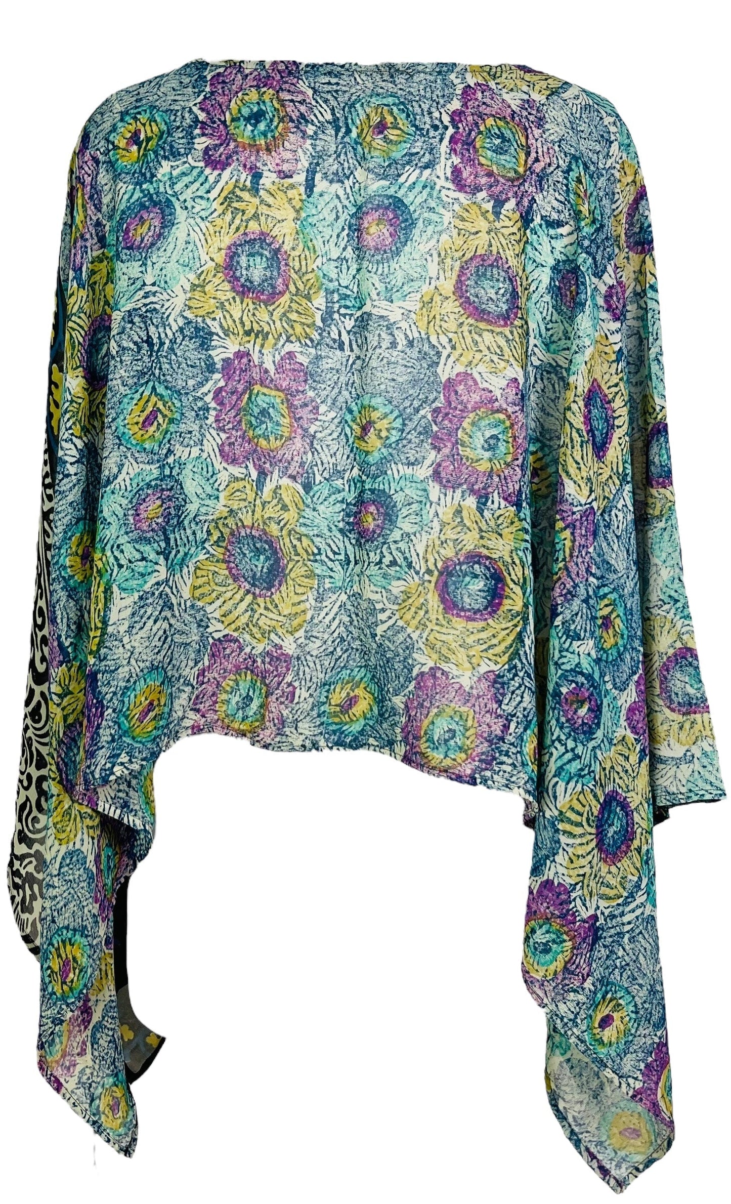 PRG6613 Sheer Avatar Pure Silk Capelet Poncho - Velora Luxury Fashion