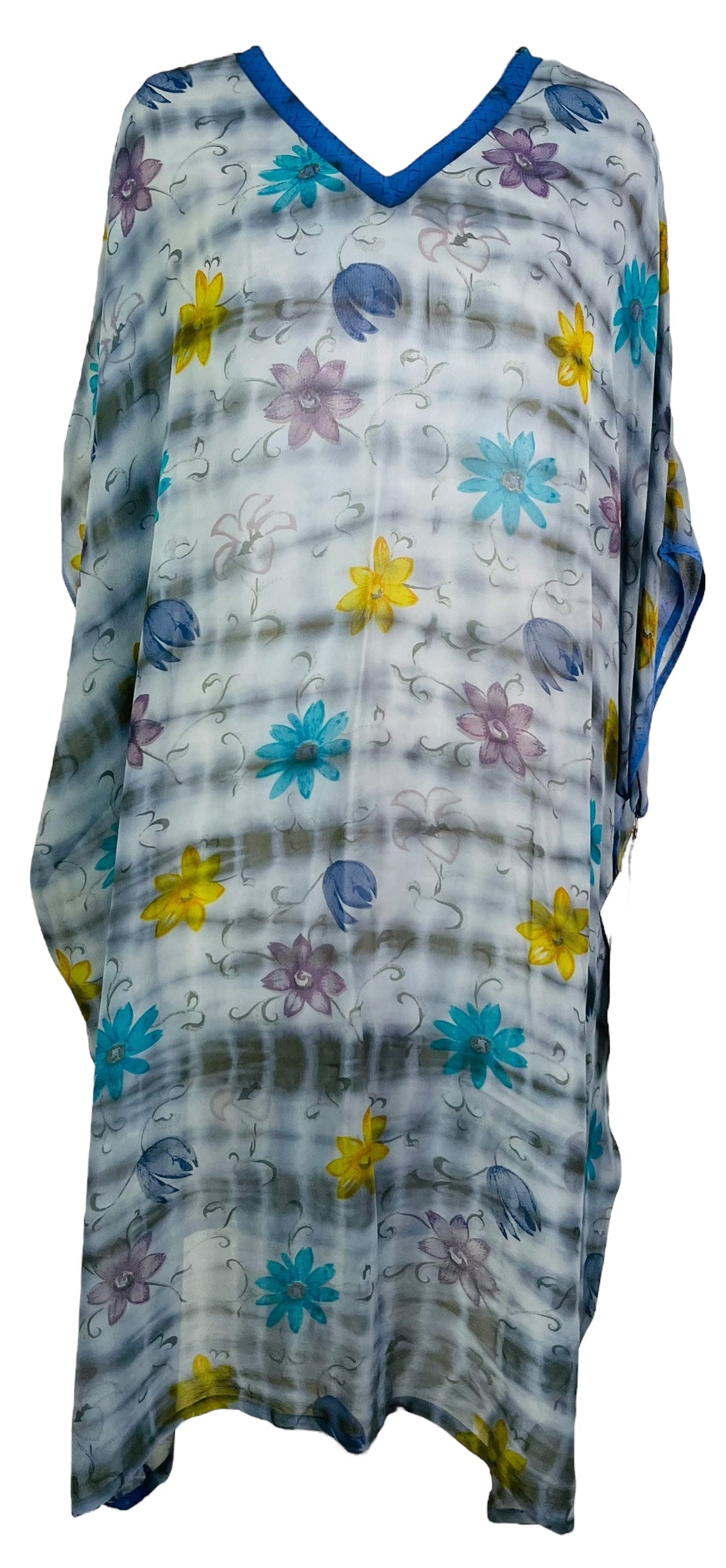 PRG6804 Sheer Avatar Pure Silk Midi Length Kaftan - Velora Luxury Fashion