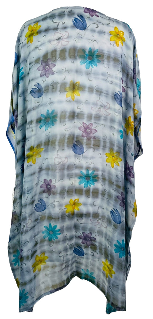 PRG6804 Sheer Avatar Pure Silk Midi Length Kaftan - Velora Luxury Fashion