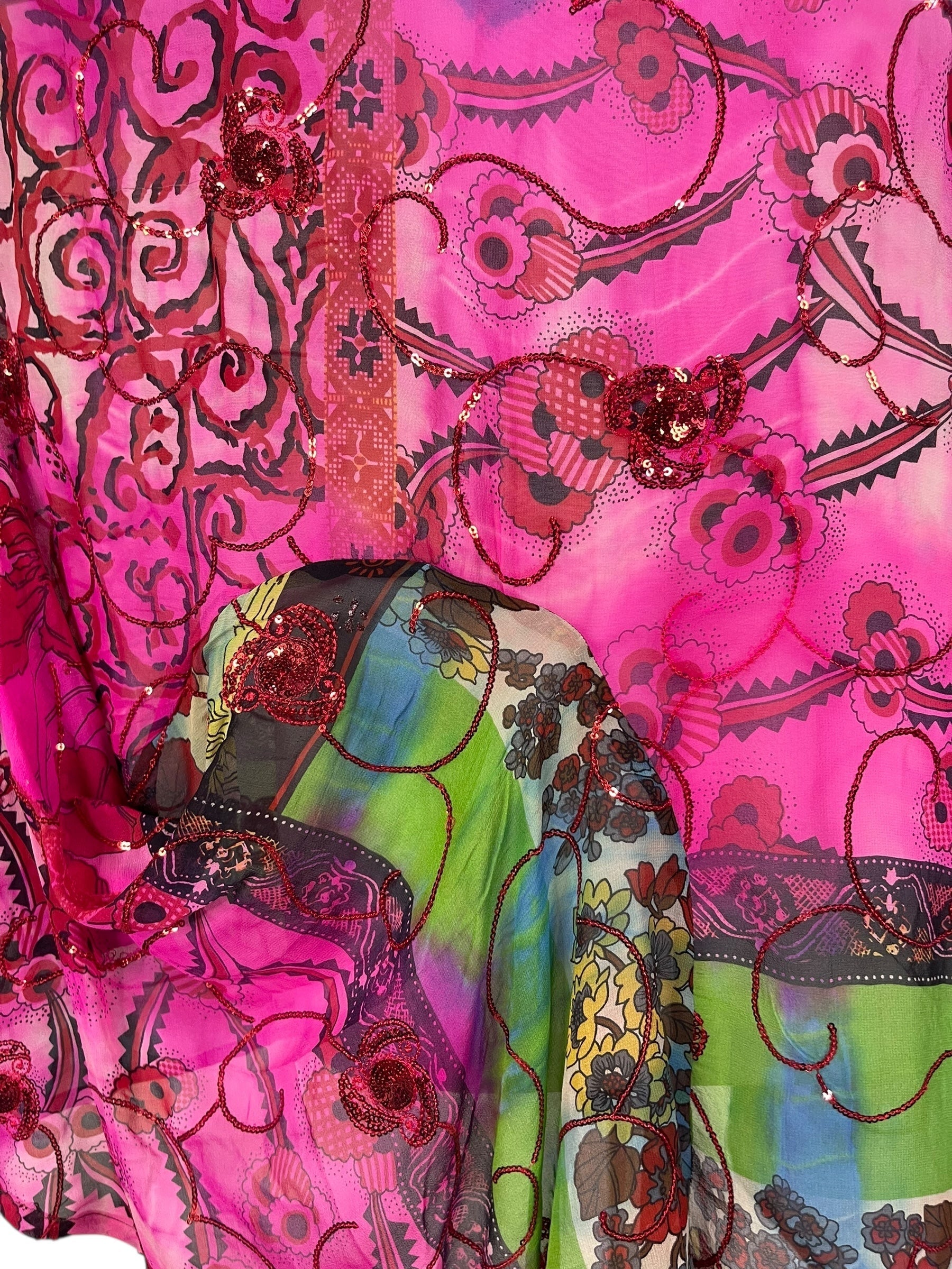 PRG6809 Sheer Avatar Pure Silk Self Pocket Tunic Dress - Velora