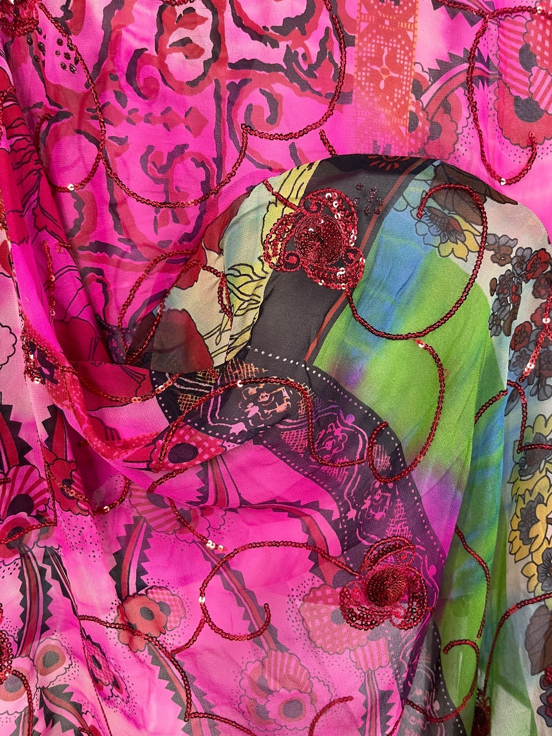 PRG6809 Sheer Avatar Pure Silk Self Pocket Tunic Dress - Velora