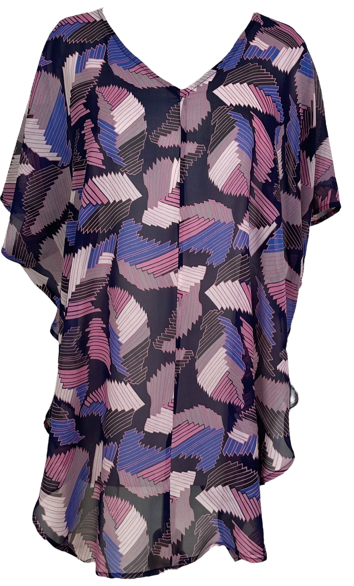 PRG7044 Sheer Sheer Avatar Pure Silk Waterfall Top - Velora Luxury Fashion