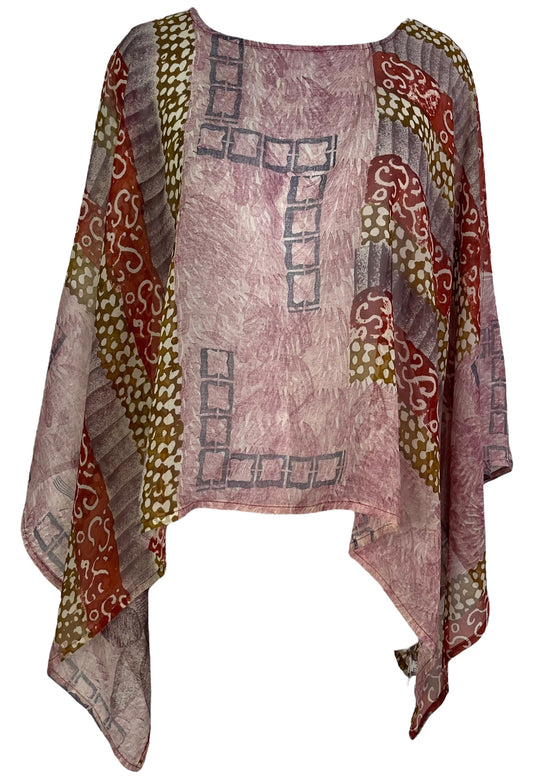 PRG7049 Sheer Avatar Pure Silk Capelet Poncho - Velora Luxury Fashion