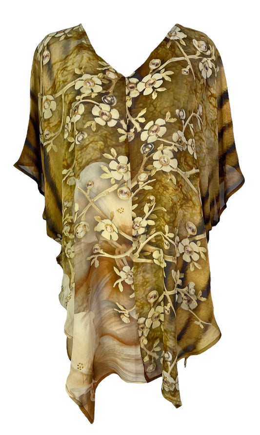 PRG7060 Sheer Avatar Pure Silk Waterfall Top - Velora Luxury Fashion