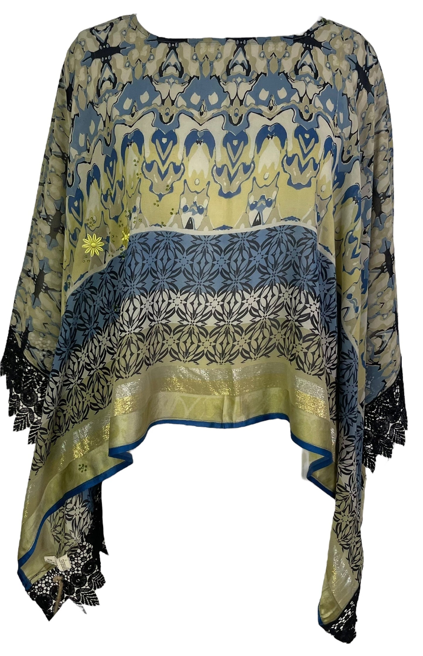 PRG7065 Sheer Avatar Pure Silk Capelet Poncho - Velora Luxury Fashion