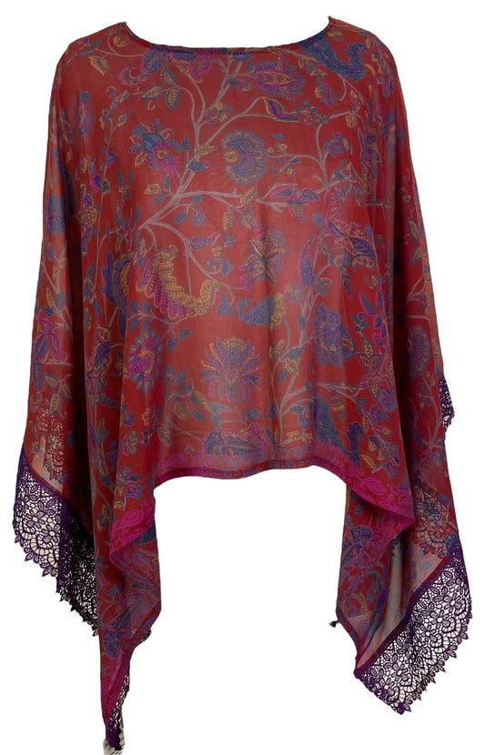 PRG7085 Sheer Avatar Pure Silk Capelet Poncho - Velora