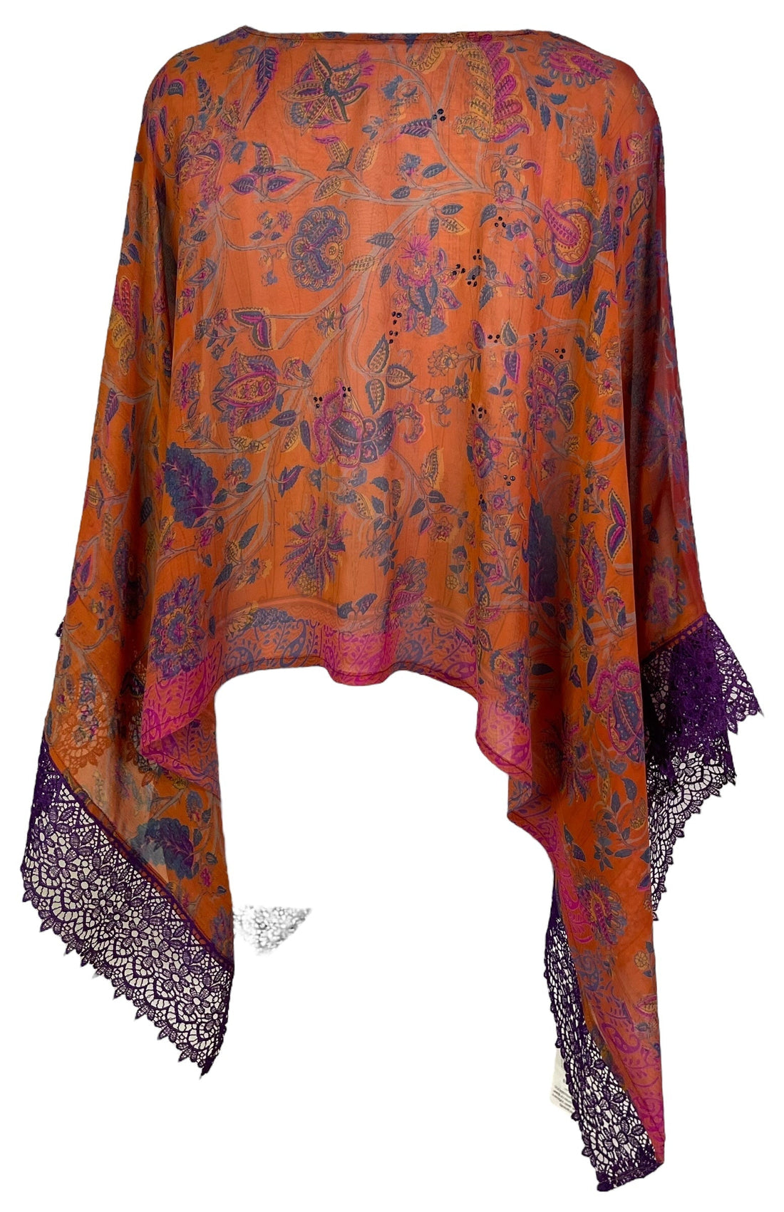 PRG7085 Sheer Avatar Pure Silk Capelet Poncho - Velora Luxury Fashion
