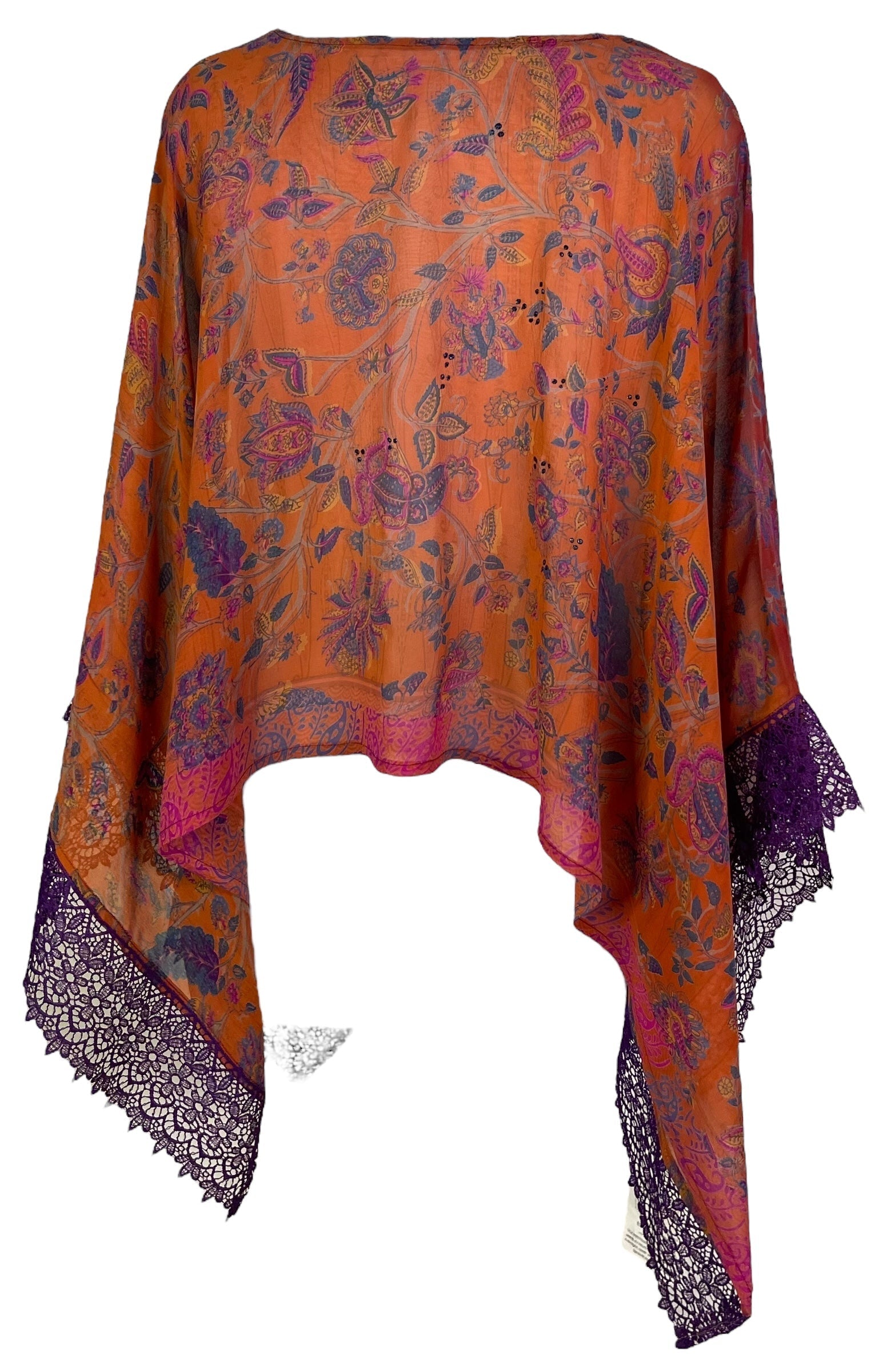 PRG7085 Sheer Avatar Pure Silk Capelet Poncho - Velora