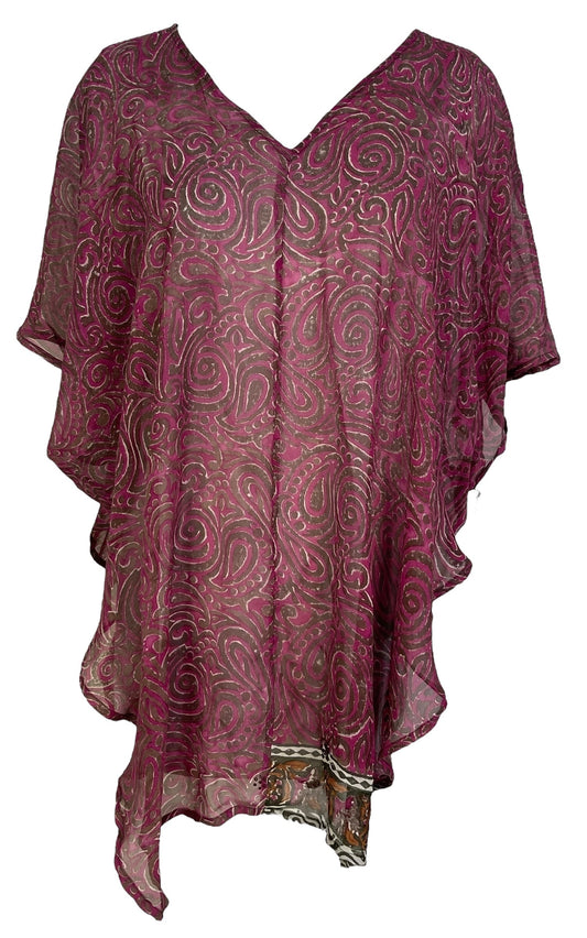 PRG7089 Sheer Avatar Pure Silk Waterfall Top - Velora Luxury Fashion