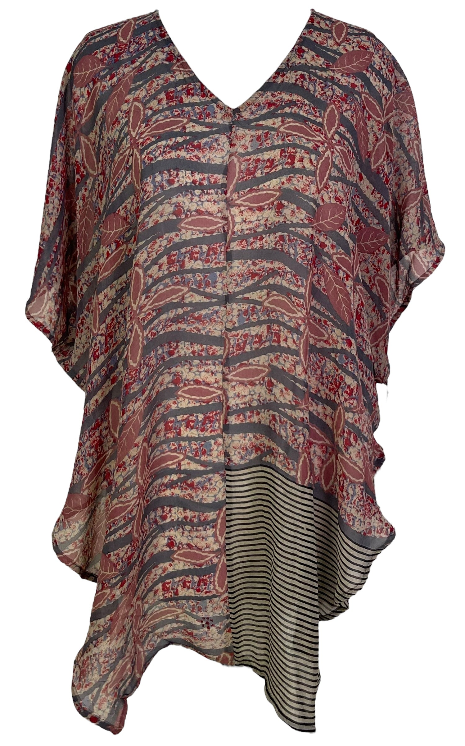 PRG7111 Sheer Avatar Pure Silk Waterfall Top - Velora Luxury Fashion
