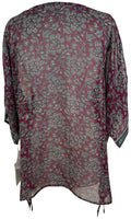 PRG7183 Sheer Avatar Pure Silk Long Tunic with Side Ties - Velora Luxury Fashion