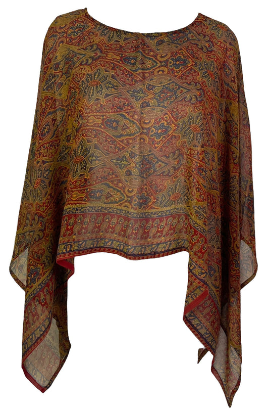 PRG7189 Sheer Avatar Pure Silk Capelet Poncho - Velora Luxury Fashion