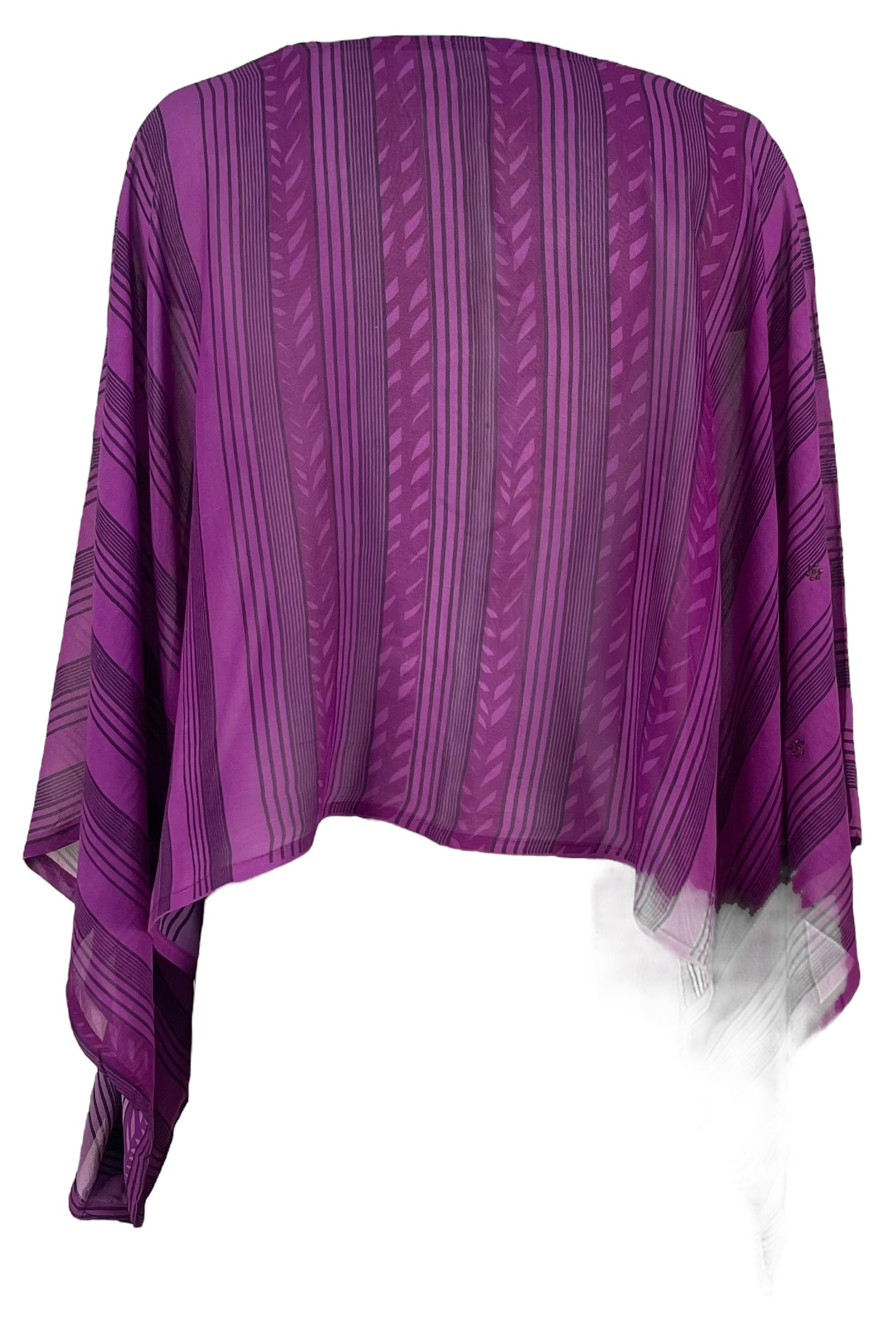 PRG7206 Sheer Avatar Pure Silk Kimono-Sleeved Top - Velora Luxury Fashion