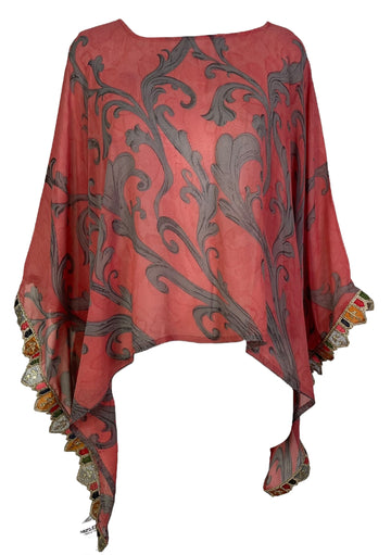 PRG7263 Sheer Avatar Pure Silk Capelet Poncho - Velora Luxury Fashion